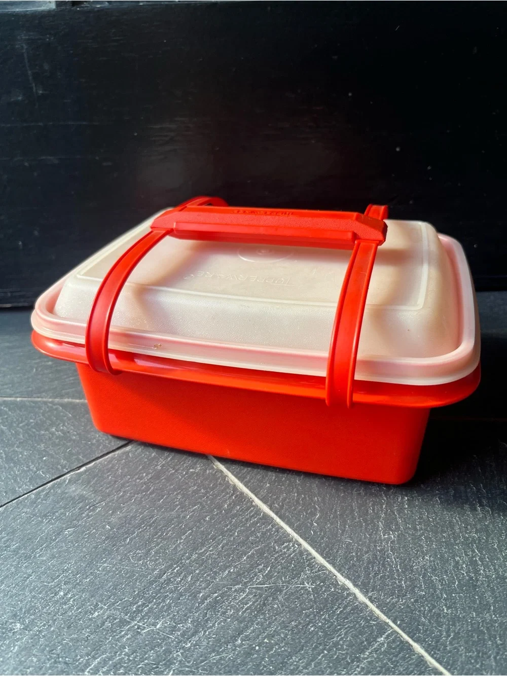 Lovely Vintage 60’s 70’s Bright Retro Red Lunch Box Set